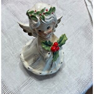 Vintage Christmas Music Box MCM Holly‎ Angel I'm dreaming of a white Christmas
